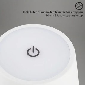 Brilo - KIKI újratölthető érintős LED asztali lámpa LED/2,6W/5V IP44 2600 mAh fehér