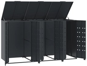 antracit acél kerekes tároló 3 szemeteskukához 207x79x117 cm