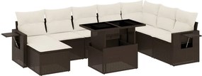 vidaXL 9 részes barna polyrattan kerti ülőgarnitúra párnákkal