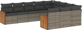 vidaXL 10 részes szürke polyrattan kerti ülőgarnitúra párnákkal
