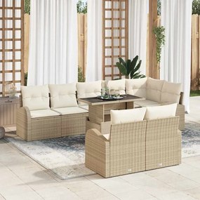 Kerti Kanapé Szett tárolóval 9 pcs Bézs Poli rattan