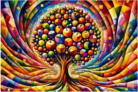 Kép – Színes fa almákkal (90x60 cm)