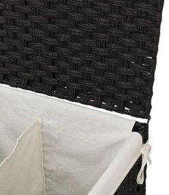 fekete polyrattan szennyeskosár 2 rekesszel 53x33x57 cm