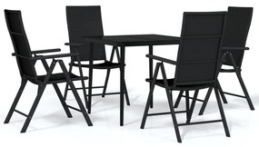 vidaXL 5 részes fekete kerti étkezőgarnitúra
