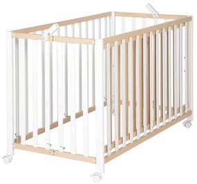 Fehér-natúr színű összecsukható gurulós babaágy 60x120 cm Fold up – Roba