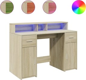 vidaXL sonoma tölgy színű szerelt fa íróasztal LED-ekkel 120x55x91 cm