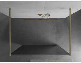 Mexen Kioto, Walk-In zuhany paraván 120 x 200 cm, 8 mm tükörmintás üveg, arany matt profil, 800-120-002-55-50