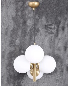 Fehér-aranyszínű függőlámpa üveg búrával ø 15 cm Forte – Squid Lighting