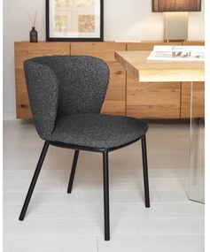 Fekete kárpitozott étkezőfotel Ciselia – Kave Home