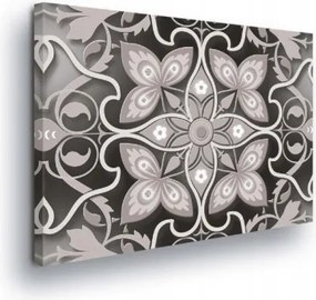 Vászonkép 100x75 Dísz minta szimmetria virágok növényi fekete-fehér szürke
