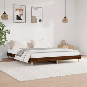 Barna tölgyszínű szerelt fa ágykeret 160 x 200 cm