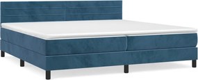 vidaXL sötétkék bársony rugós ágy matraccal 200x200 cm