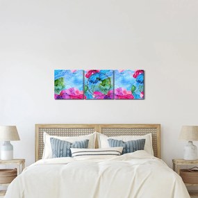 Kép - Színes hullámok (órával) (90x30 cm)