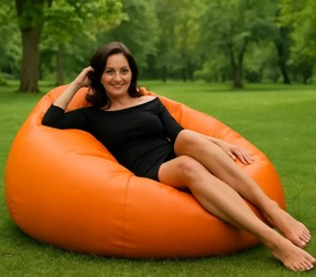 EMI óriás golyó alakú narancssárga műbőr babzsákfotel