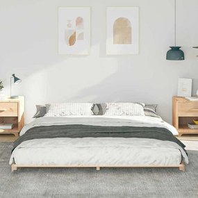 Földi ágykeret Barna 200 x 200 cm Tömör fenyőfa