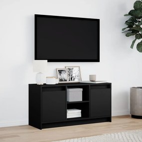 fekete szerelt fa TV-szekrény LED-ekkel 100 x 34 x 50 cm