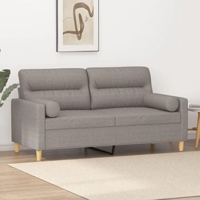 2 személyes tópszínű szövet kanapé díszpárnákkal 140 cm