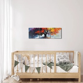 Kép - Színes fa (órával) (90x30 cm)