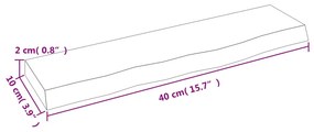 kezeletlen tömör tölgyfa fali polc 40 x 10 x 2 cm