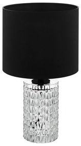 Eglo 39979 Sapuara asztali lámpa, textil burával, kristály lámpatesttel, zsinórkapcsolóval, fekete, E27 foglalattal, max. 1x40W, IP20
