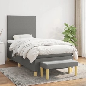 Sötétszürke szövet rugós ágy matraccal 90 x 200 cm