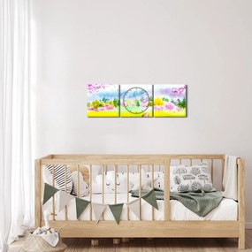 Kép - festett szarvas, akvarell (órával) (90x30 cm)