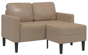 cappuccino műbőr 2 üléses kanapé L-alakú kanapéval 125 cm