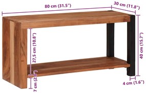 Könyvszekrény Barna, Fekete 80 x 30 x 40 cm Tömör Akácfa