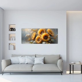 Kép - Napraforgók festménye (120x50 cm)