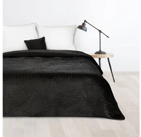 Luiz4 bársony ágytakaró pálmalevél mintával Fekete 170x210 cm