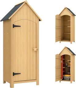 Outsunny Kültéri Kert Ház 77.5x54.2x179.5 cm 0.3 m² Külső Kert Ház Szerszám Tároló Szekrény 3 Polccal és 2 Zárható Ajtóval Teraszhoz | Aosom