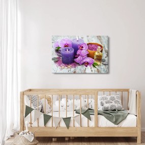 Orchideák és gyertyák képe (90x60 cm)