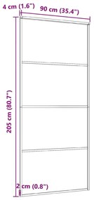 Fekete alumínium és ESG üveg tolóajtó 90 x 205 cm