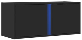 fekete fali TV-szekrény LED-világítással 80x31x35 cm