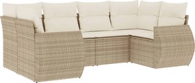 vidaXL 6 részes bézs polyrattan kerti ülőgarnitúra párnával