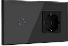 Bseed Érintőkapcsoló Aljzattal 1 Led Fekete 500 W Üveg keret