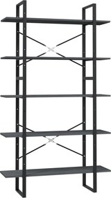 vidaXL ötszintes szürke fenyőfa könyvszekrény 100 x 30 x 175 cm