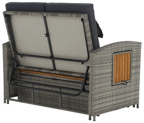 Kerti rattan kanapé MALORY, szürke/ természetes