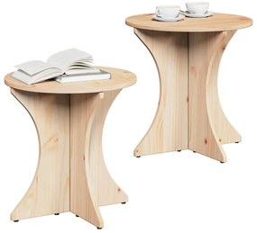 Dohányzóasztal 2 pcs Természetes 46 x 46 x 47 cm Tömör fenyőfa