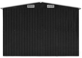 antracitszürke fém kerti fészer 257 x 489 x 181 cm