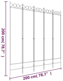 5 paneles antracitszürke szövet térelválasztó 200x200 cm