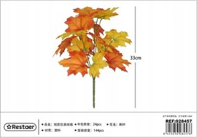 Mesterséges Juharfa Ág Levelek Sárga Piros 33cm