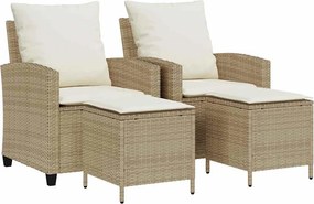 vidaXL 4 részes bézs polyrattan kerti ülőgarnitúra párnákkal