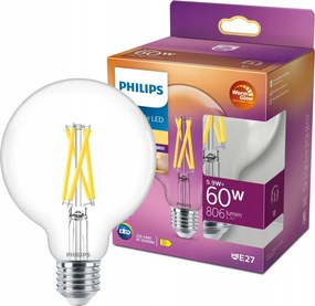Led izzó Globe E27 G93 5,9W 60W 2700K Fényerőszabályozható Philips