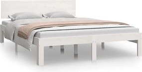 vidaXL King Size fehér tömör fa ágykeret 150 x 200 cm
