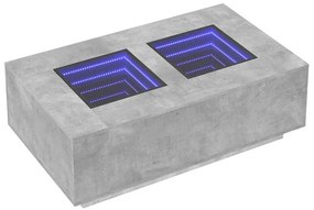 Betonszürke végtelen hatású LED-es dohányzóasztal 116x69x40 cm
