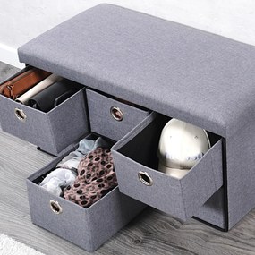 Kesper 15950 Kárpitozott komód 6 rekesszel,világosszürke, 76 x 38 x 38 cm