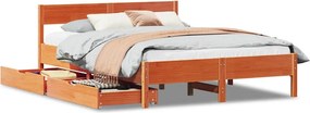 vidaXL viaszbarna tömör fenyőfa ágy matrac nélkül 120 x 190 cm