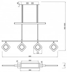 Trio - LED Csillár zsinóron PARADOX 4xLED/4,3W/230V