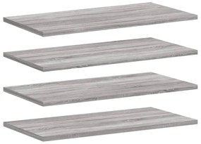 4 db szürke sonoma színű szerelt fa fali polc 60 x 20 x 1,5 cm